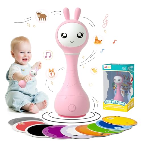 Image of alilo Smarty Bunny Baby Rattle Musical Light Up Toys, Infants Newborns Baby Toys 0-3-6-12-18-24 Months,1 Year Old Boy Girl Gifts, 4 Music Modes and Color Recognition Function with 9 Color Card