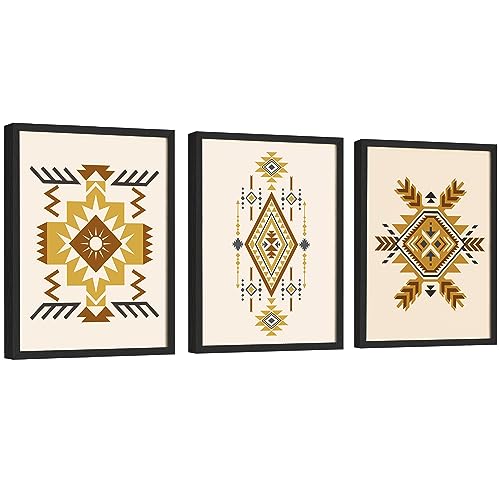 EXCOOL CLUB Tribal Aztec Decor for Home - 12x16 Vintage Aztec Wall Decor, Geometric Abstract Aztec Wall Art Prints, Farmhouse Boho Western Poster Pictures for Bedroom Living Room (UNFRAMED)