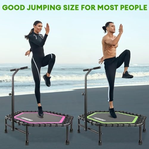 Miniatura 7 de Onetwofit 107 114cm Trampolín De Rebote Para Adultos, Mini Trampolín Silencioso Para Ejercicio En Interiores Al Aire Libre, Trampolín De Fitness Con Rebote Bungee Verde Ot052301 Verde-114cm