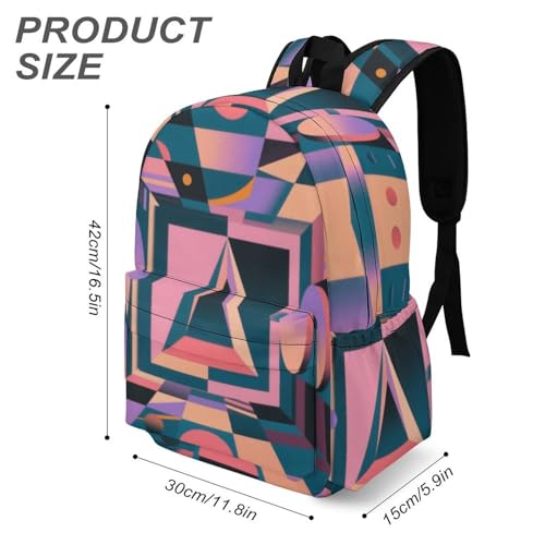 Geometric Illusion Printed Backpack Water-Resistant Pack Bulk Backpack Lightweight Travel Backpack3