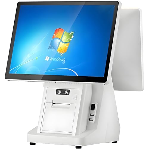 Sistemas POS, caja registradora todo en uno de 15,6 pulgadas con pantalla táctil y doble monitor, pantalla de 1366 x 768, escáner de código de barras, impresora, cajón de efectivo, punto de venta