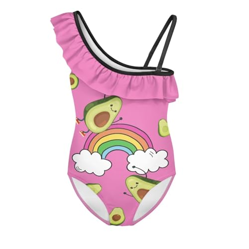 Image of Ladybug Swimsuits for Girls 5-14 One Piece Bathing Suit Kids One Ruffle Shoulder Beach Sport Swimwear