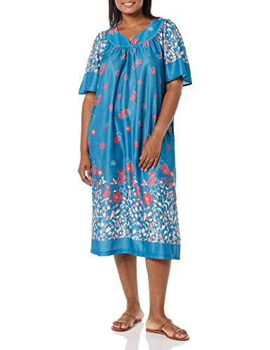 Image of AmeriMark Casual Women's Patio Muumuu House Dress Loose Comfortable Short Sleeve Sun Dress Lounger Gown Sleepwear for Ladies