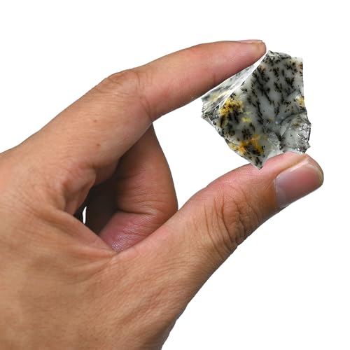 Image of Amazing Gemstone Dendrite Opal Raw Crystals and Healing Stones, Natural Rocks for Tumbling - DIY Raw Stones and Crystals, 2 Pieces