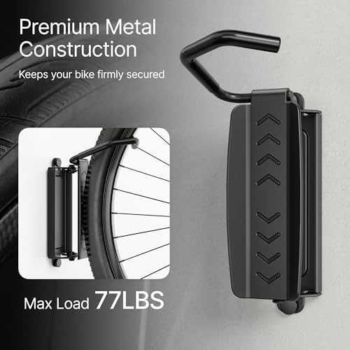 Bike-Wall-Mount-for-Garage-Holds-77lbsSwivel-Indoor-Bike-Storage-4-Pack-Adjustable-65-angle-for-space-saving-storage-Fits-most-bikes-with-tires-under-315H35W-Ideal-for-garage-entryway