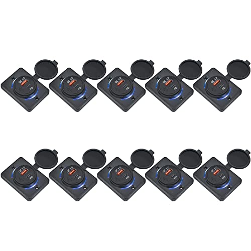Cargador de coche QC 3.0 de 18W y USB de carga rápida para barcos y vehículos RV 10 unidades