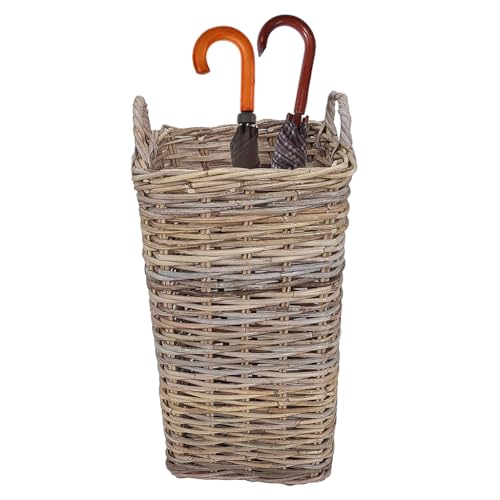 Dibor Willow Wicker Umbrella Stand with Handles Rustic Style Hallway Kitchen Porch Umbrella Storage Basket (Large)