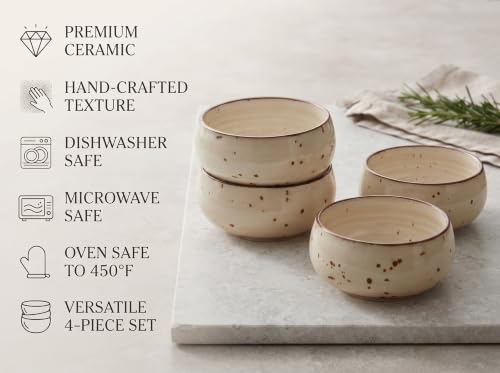 Image of Freakway Hand-Painted Matte Finish Ceramic Bowl Set of 4 (150ml) | Small Serving Soup Bowls, Cereal Bowl, Dessert /Chutney Bowl (3 inch)