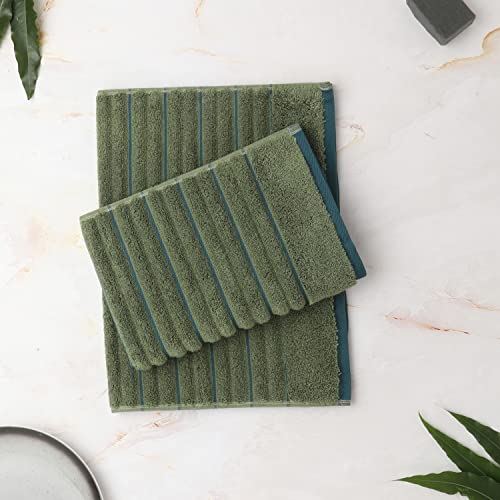 Image of Spaces Hand Towels | 100% Cotton | Spa & Gym Towel | Highly Absorbent & Super Soft | 2 Piece Set | Premium Hand Towel | 40 x 60 cm | Dark Green