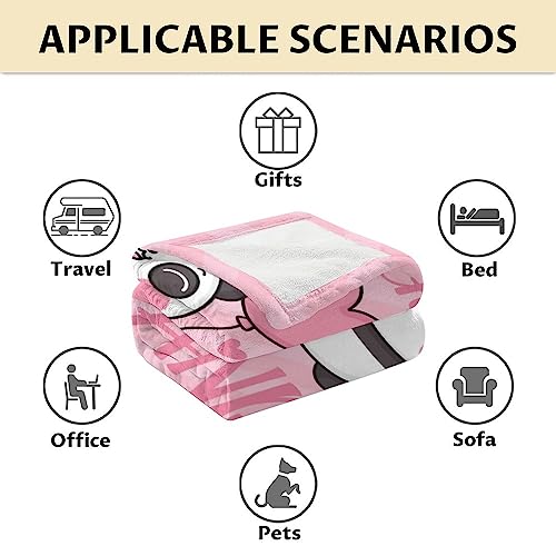 Panda Blanket Gifts - 60"x80" Cute Throw Blanket for Kids, Adults - Pink Soft Fuzzy Blankets for Bed, Couch & Living Room