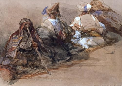 Cuadro orientalista para dormitorio: Grupo de figuras árabes de David Roberts en lienzo 60x90