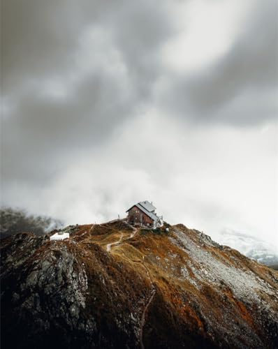 FRUKAT Puzzle de 1000 pièces pour Adultes,Jeu d'adresse pour Toute la Famille-Maison, rochers, Falaise 70x50cm