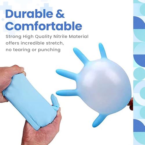 Image of amazon basics NITRILE DISPOSABLE AND POWDER FREE GLOVES - LATEX FREE-ALL PURPOSE /MEDICAL /EVERYDAY USE * (Pack of 100), Blue