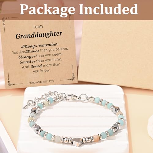 Image of Gifts for Teen Girls, Moonstone Beaded Bracelets with Gift Card, Inspirational Christmas Birthday Graduation Galentines Day Gifts for Daughter Granddaughter Niece Sister Bestie
