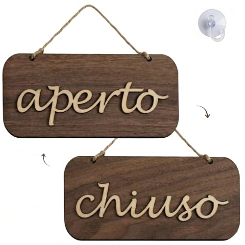 Cartello Aperto Chiuso in Legno - Cartello Torno Subito per Negozio, Fatto a Mano, Targa Fronte Retro con Design Originale per Vetrina, Porta e Ufficio