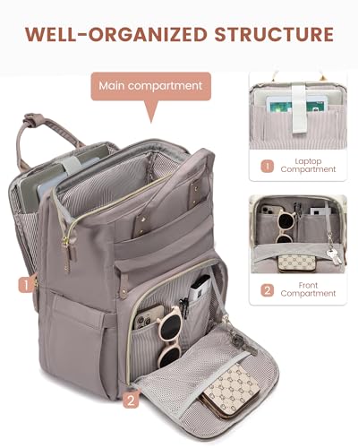 Image of LOVEVOOK Laptop Backpack for Women, 15.6'' Waterproof Nurse Bag Teacher Work Backpack Purse for Women, Travel Computer Backpack for College Office Business Ladies