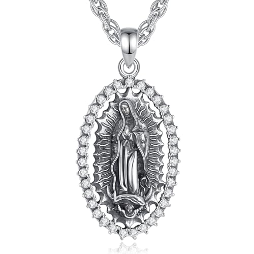EUDORA Sterling Silver Virgen de Guadalupe Virgin Mary Necklace for