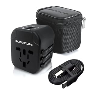 iBlockCube Worldwide Travel Plug Adapter with 2 USB (2.4A) Charging Ports, International Universal AC Socket, Dual…