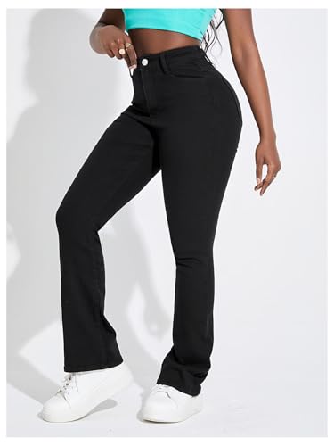 Verdusa Women's High Waisted Flared Jeans Bell Bottoms Slim Fitted Casual Denim Pants4