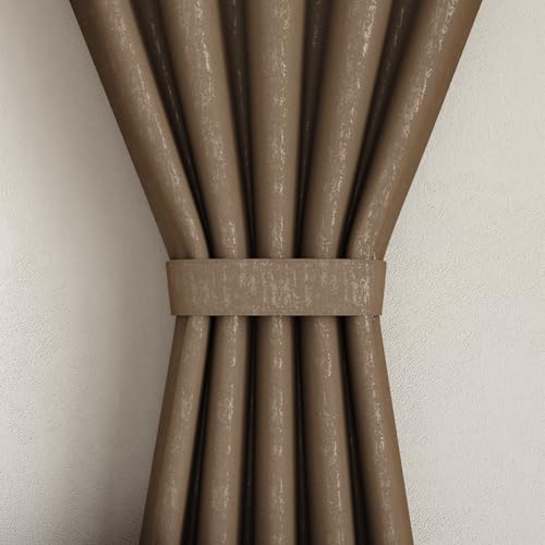 Image of Wakefit Jacquard Room Darkening Curtain | Light Blocking Upto 70% | (7 x 3.9 ft) | Door Curtain | Set of 2 | Reduces Noise | Machine Washable | Smash |Stripe Light Brown