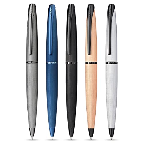 Image of Cross ATX Brushed Chrome Premium Ballpoint Pen with Black Trims - Medium Point, Smooth Black Ink, Premium Gift Boxed