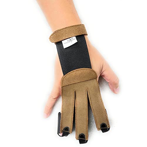 Sas Leather Traditional 3 Finger Archery Shooting Gloves For Recurve Or Compound Bow - Hunting Target Protective Finger Tab Three Finger Guard For Adults, Men Women And Youth (Brown, Small) #TOP1