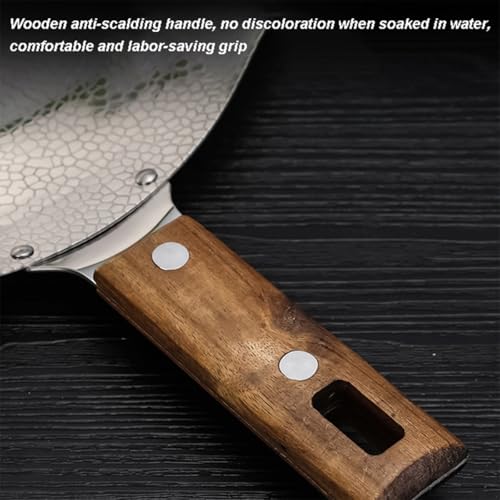 Wok de acero inoxidable con mango de madera 30 cm miniatura 3