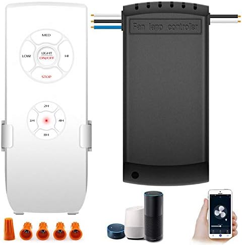 Smart WiFi Fan Switch Ceiling Fan and Light Remote Control Kit, WiFi Fan Controller Compatible with Alexa Google, Phone APP Control, No Hub Required, Universal Ceiling Fan Light Remote Control