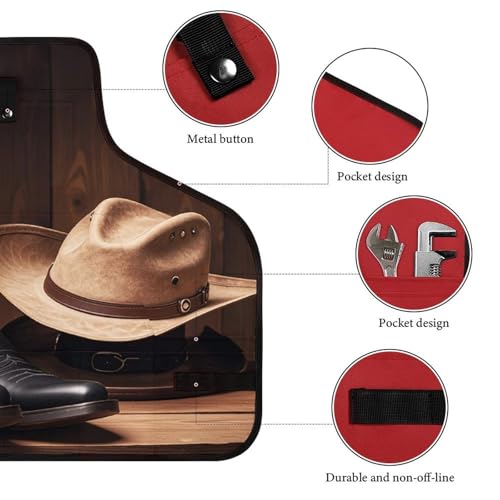 Delantal multiuso cowboy con bolsillos y ajuste en cintura miniatura 3