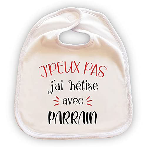 Jeux'Gratte - Grand bavoir pour bébé personnalisé - Cadeau original - " J'peux pas j'ai bêtise avec""