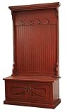 American Heartland 30715RR Rustic Hall Tree Top & Plain Base with 17 in. Storage Bench, Rustic Red