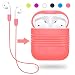 Yometome AirPods Case, Shockproof Silicone Protective Cover Accessories Skin with Earphone Sports Anti-lost Strap Pink