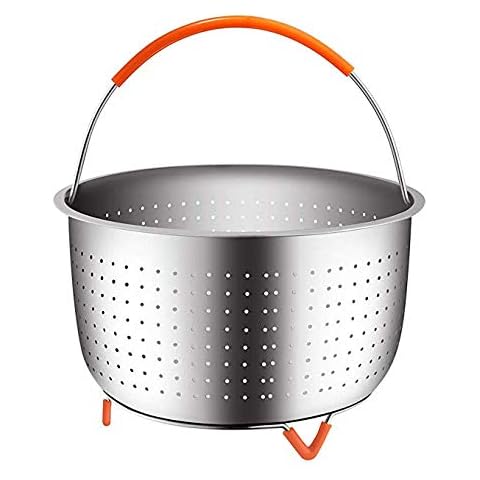 ANGGO Steamer Basket for 6/8 Quart Pressure Cooker,Stainless Steel Steamer Accessory with Silicone Handle for Steaming Vegetables Corn Eggs Cover