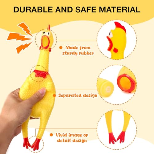 Image of Squeaky Rubber Chicken Dog Toy | Durable Funny Interactive Chew Toy | Loud Squeaky Sound and Stress Relief for Dogs and Puppies | Training Teething Toy | Non Toxic | Prank Noise Maker