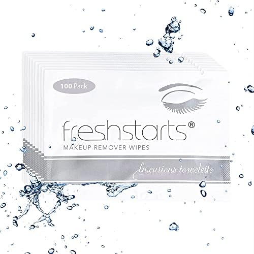 Freshstarts Makeup Remover Facial Cleansing Towelettes - Individually Wrapped Facial Makeup Remover Pads, Travel Essentials for Women, Cotton Pads for Face, Gentle Wet Wipes, Facial Products, 100 Pack