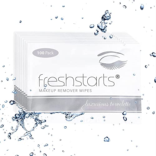 Freshstarts Makeup Remover Facial Cleansing Towelettes - Individually Wrapped Facial Makeup Remover Pads, Travel Essentials For Women, Cotton Pads For Face, Gentle Wet Wipes, Facial Products, 100 Pack #TOP2