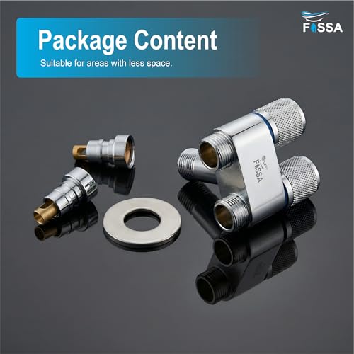 Image of Fossa 2 in 1 Stainless Steel Angle Valve for Washing Machine, Toilet,- Dual Control Wall Mounted Water Faucet | Compact Multi-Use Tap for Kitchen, Laundry, Bathroom Setup | (Chrome Finish) Silver