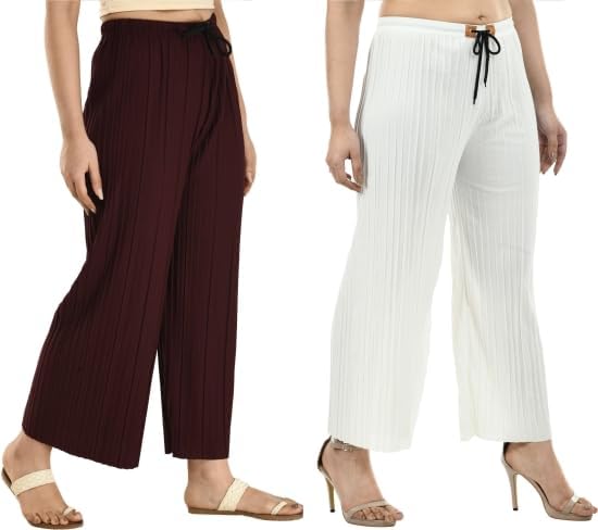 Image of Women's Lycra Palazzo - Stretchable & Comfortable | Premium Fabric | Stylish Free Size Bottom Wear for Casual, Office & Party Outfits