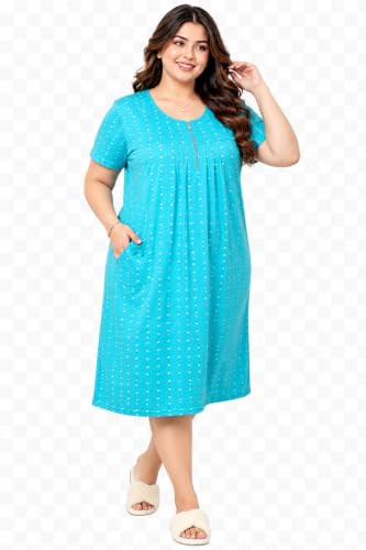 Image of Onekbhalo Women Cotton Night Dress Printed Culf Length Night Gown Short Nighty