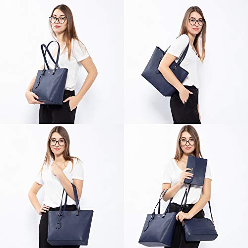 LOVEVOOK Handbags for Women, Tote Bag Crossbody & Shoulder Bags Set for Ladies, Elegant Top Handle Bags 3 PCS, Navy