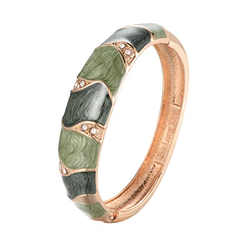 UJOY Vintage Cloisonne Bracelet Handcraft Multi-Colored Rhinestone Enamel Oval Hinged Cuff Bangle Jewelry Gifts 88A26