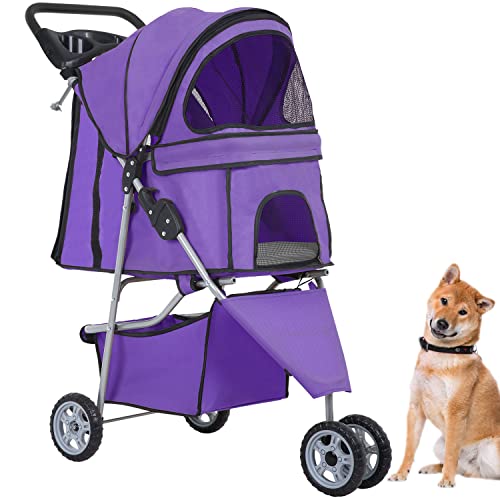 BestPet 3 Wheels Pet Stroller Purple