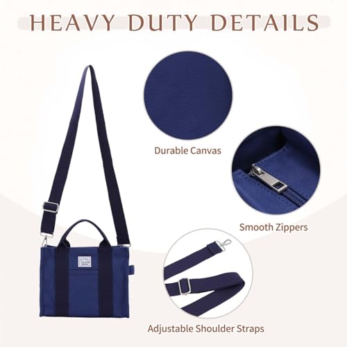 Image of VASCHY Canvas Tote bag, Casual Reusable Work Totes for Women Teachers with Zippers Pockets Crossbody Shoulder Bag Purse