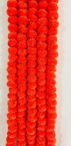 Image of SPHINX Artificial Marigold Fluffy Flowers Garlands for Decoration - Pack of 5 (Dark Orange)