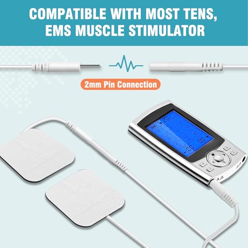 Image of 72PCS TENS Unit Pads (2 inchx2 inch), Reusable Self-Adhesive Electrodes Pads with 0.2mm Connector, Latex-Free, Hypoallergenic & Compatible with TENS /EMS