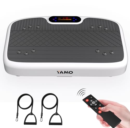 YAMO YV20 Plataforma Vibratoria Fitness | 99 Niveles de Velocidad, 5 Programas, Mando a Distancia y Bandas de Resistencia | Pantalla LED Táctil, Capacidad Carga de 150KG