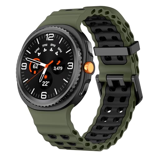 Image of Compatible with Samsung Galaxy Watch 8 Classic Strap 46mm Silicone Sport Galaxy Watch 8 Strap 44mm 40mm Replacement Band(No Watch)