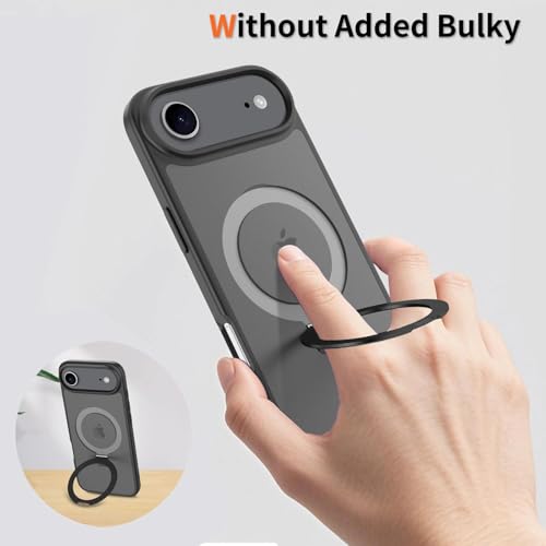 Image of Magnetic for iPhone 17 Air Case, 6.5 inch, Compatible with MagSafe, Rugged Kickstand, Not-Yellowing Military-Grade Protection, Matte Black