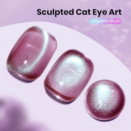 Image of Beetles Lagoon's Blush Purple Cat Eye Gel Nail Polish - 15ML Purple Cat Eye Glitter Gel Polish Magnetic Shimmer Effect Soak Off UV Nail Art Design Salon DIY Manicure Gift for Women