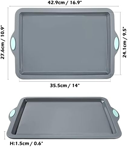 Webake Silicone Sheet Cake Pan, 14 Inch Silicone Sheet Pans 2 Pack Cookie Sheet Jelly Roll Pan Rectangular Cooking Sheet Baking Trays for Oven - Thumbnail 4